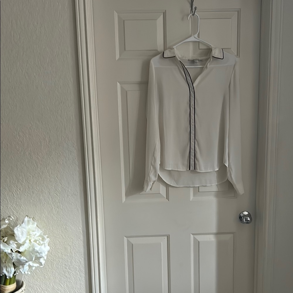 White Blouse with Red Trim - Forever 21 (Contemporary)